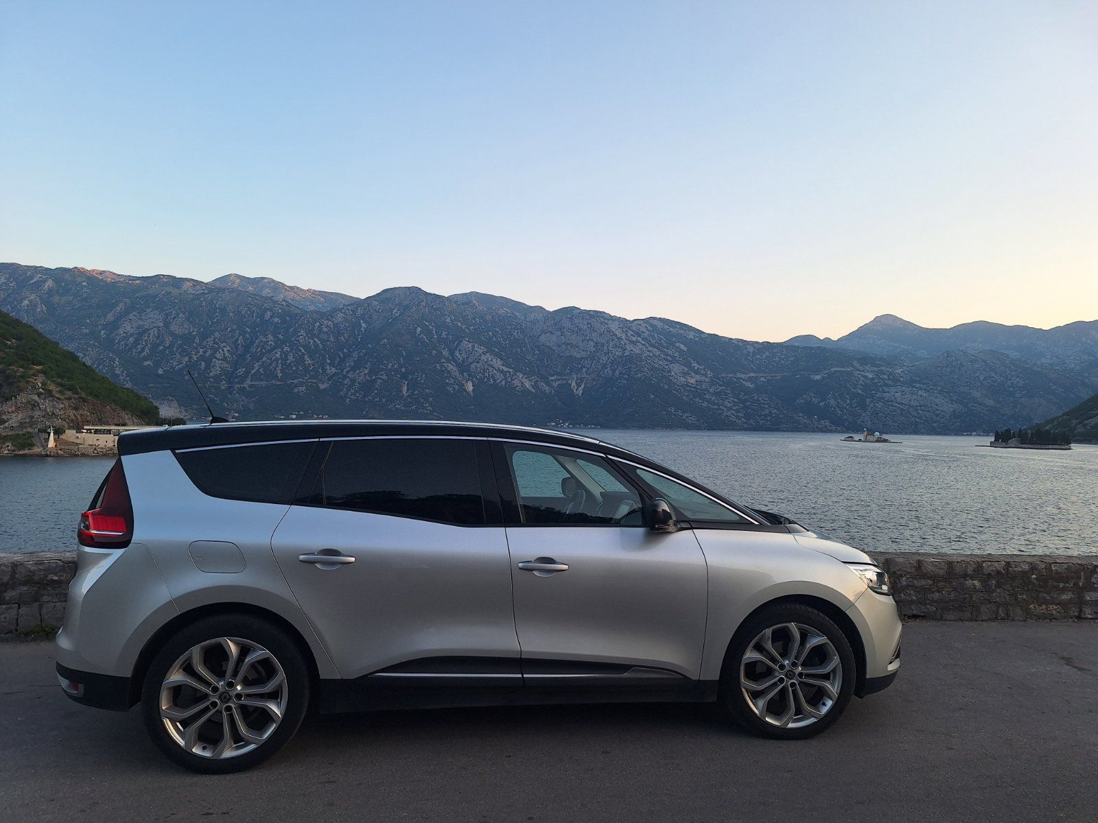 Silver Renault on the Bay of Kotor